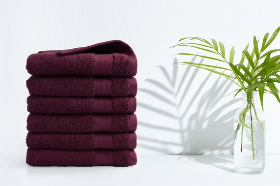 DoubleDry XL Handdoeken 70 x 140 - set van 6 - Hotel kwaliteit 500 g/m2 - 6x Bordeaux Rood