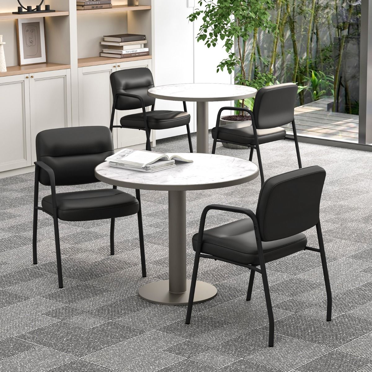 Coast 2-Delige Wachtkamerstoelen Set 58x55x81 cm Zwart – Gestoffeerde Ontvangststoelen Zonder Wielen