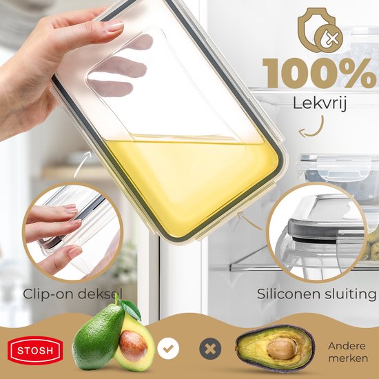 Stosh Vershoudbakjes - Meal Prep Bakjes - Diepvriesbakjes - 5 Stuks - 1L - Plastic - BPA vrij