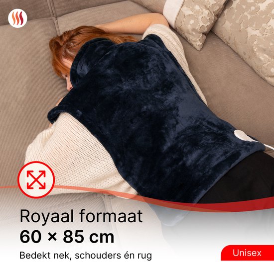 Seranova Verzwaard Elektrisch Warmtekussen voor Rug, Schouders en Nek - Heating Pad - Verwarmingskussen - 1.3KG - 100w - Blauw