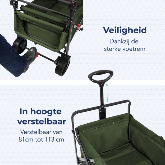 LifeGoods Bolderkar - Opvouwbaar - Tot 120KG - 90L - Wasbaar Polyester - 120x80cm - Groen