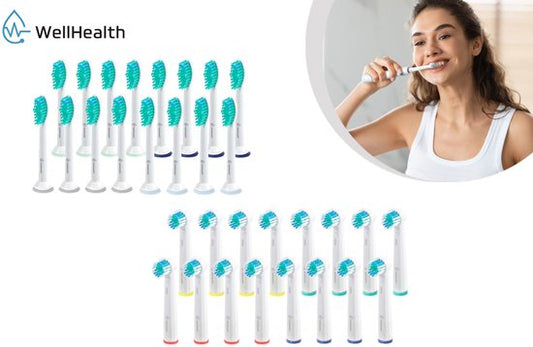 Wellhealth - Set van 16 of 32 universele opzetborsteltjes voor je elektrische tandenborstel - Geschikt voor Oral B/Braun - 32 opzetborsteltjes