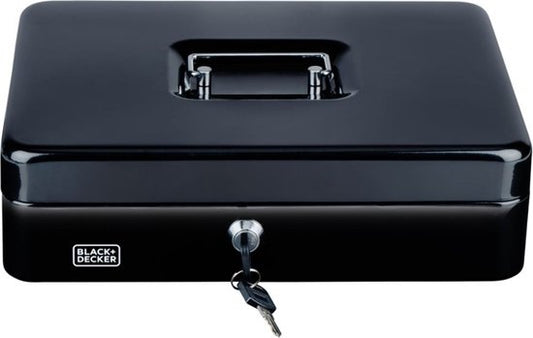 BLACK+DECKER Geldkistje - Geldkist incl. 2 Sleutels - 30,5 x 8,5 x 24 CM - Metaal - Zwart