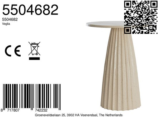 Light & Living Bijzettafel Veglia - Zand - Ø45cm - Modern