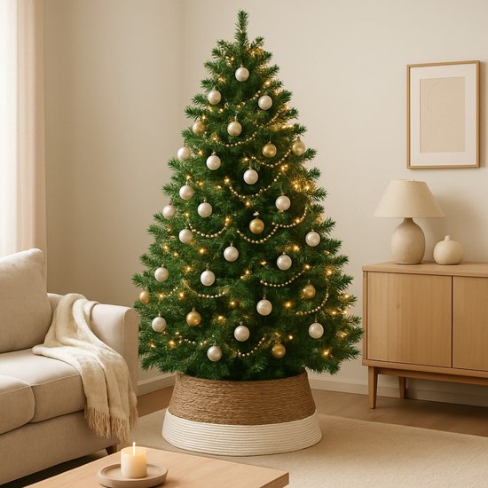 Arti Casa Kunstkerstboom 210 cm - Spar voor Kerst met Kerstboomstandaard - Kerstboom Kunststof - Kerstdecoratie voor Binnen - Groen