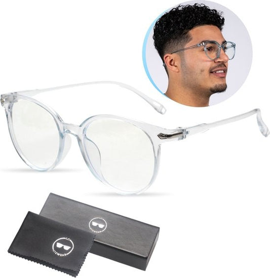 LC Eyewear Beeldschermbril - Blauw Licht Bril - Incl. Brillenkoker - Unisex - Transparant Blauw