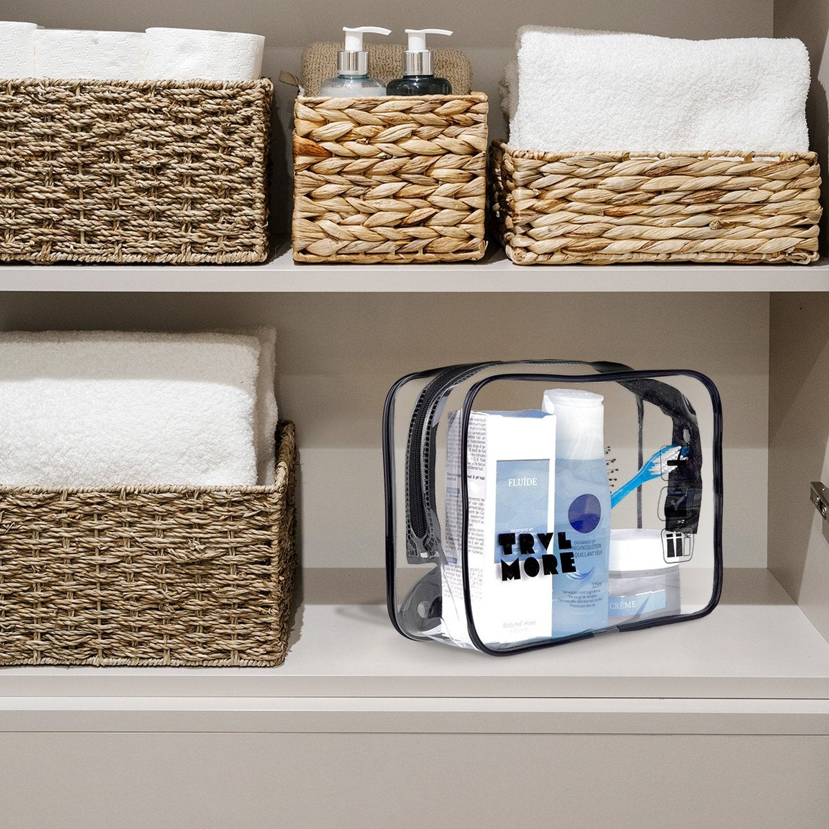 TRVLMORE Transparante Toilettas - Zwart/Transparant