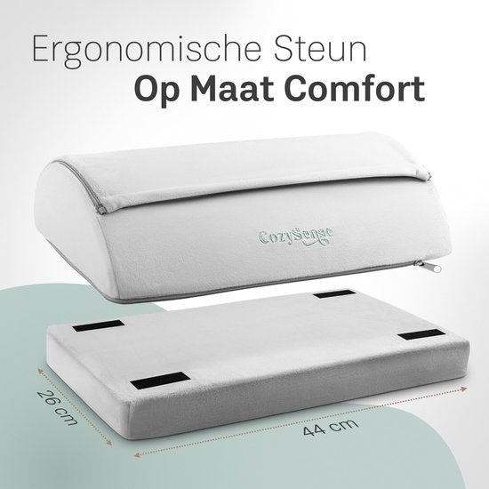 CozySense® Voetensteun Bureau - Ergonomisch Voetenbankje met 2 Hoogtes - Anti-Slip & Wasbare Sherpa Hoes - Voetenkussen voor Thuis & Kantoor - Grijs