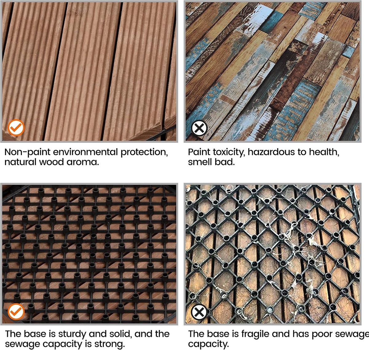 Yaheetech Houten Terrastegels - 27 Stuks - Diagonaal Patroon - Bruin
