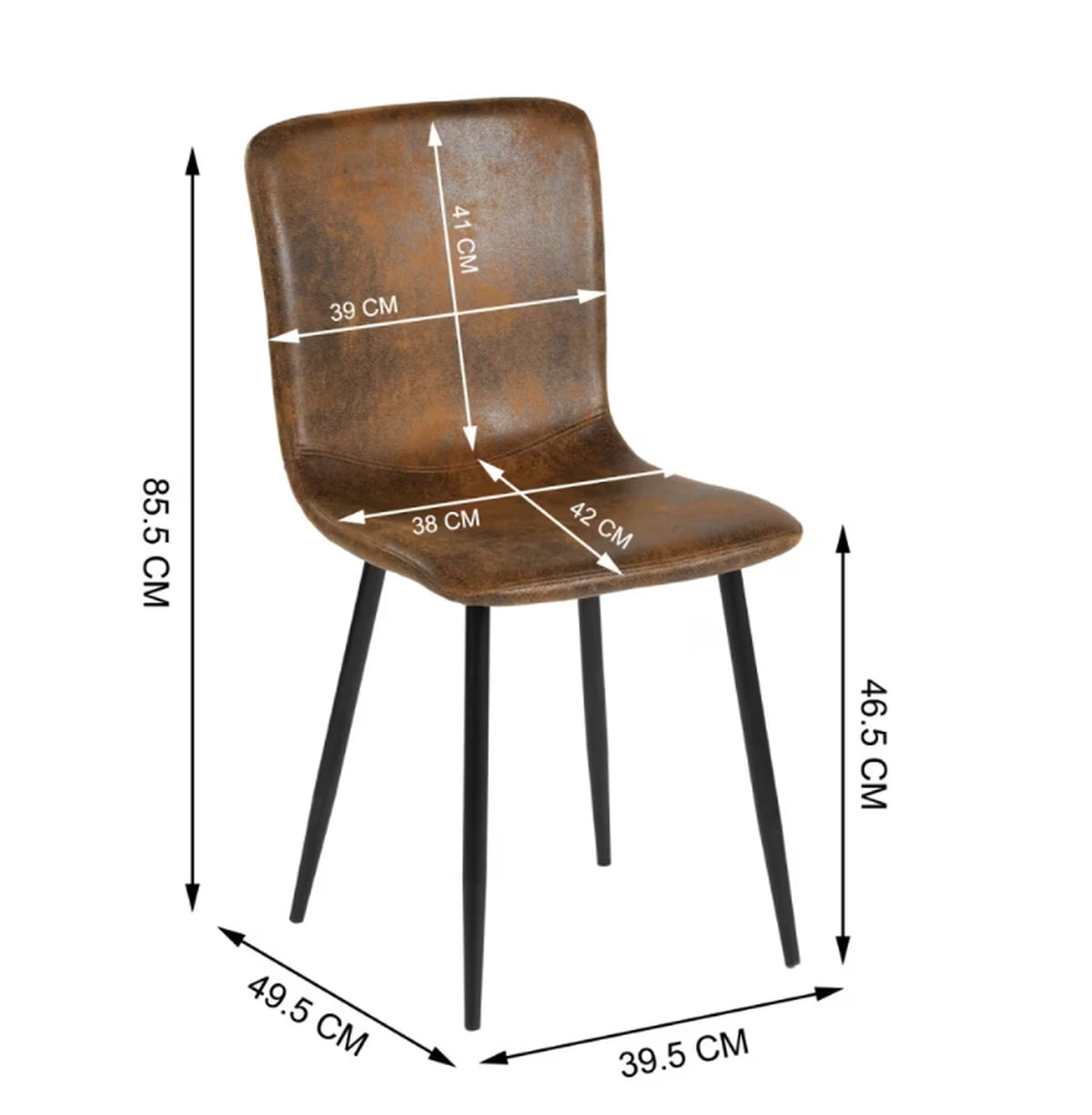 Urban Meuble Stoelenset 4 Stuks - Luxe Eetkamerstoelen Grijs Imitatiebont - 44x54x87 cm
