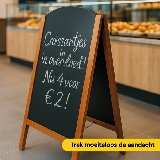 BRASQ Krijtstoepbord Elegance Mahonie - 70x130 CM - Krijtbord - Reclamebord - Stoepbord - Dubbelzijdig - voor Binnen en Buiten - Horeca