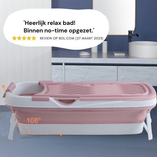 Livista® - Opvouwbaar XXL Bad - Roze - Zitbad - Inklapbaar - Bath Bucket - 158 CM LANG - XXL - Incl. Onderwater LED Lichten en Rugkussen