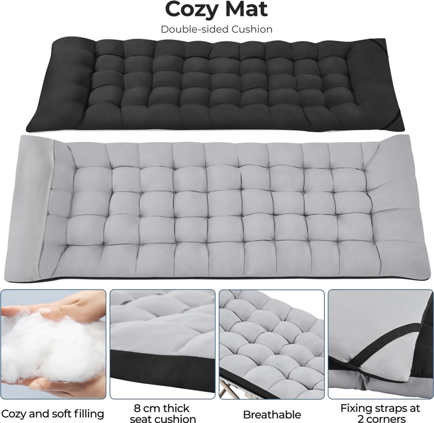 Yaheetech Campingbed Opvouwbaar – Voorzien Van Comfortabel Matras En Handige Draagtas En Zijvakken – Voor Kamperen En Logeerkamer – Zwart Metaal En 600D Oxford-Stof – 191 x 67 x 56 cm