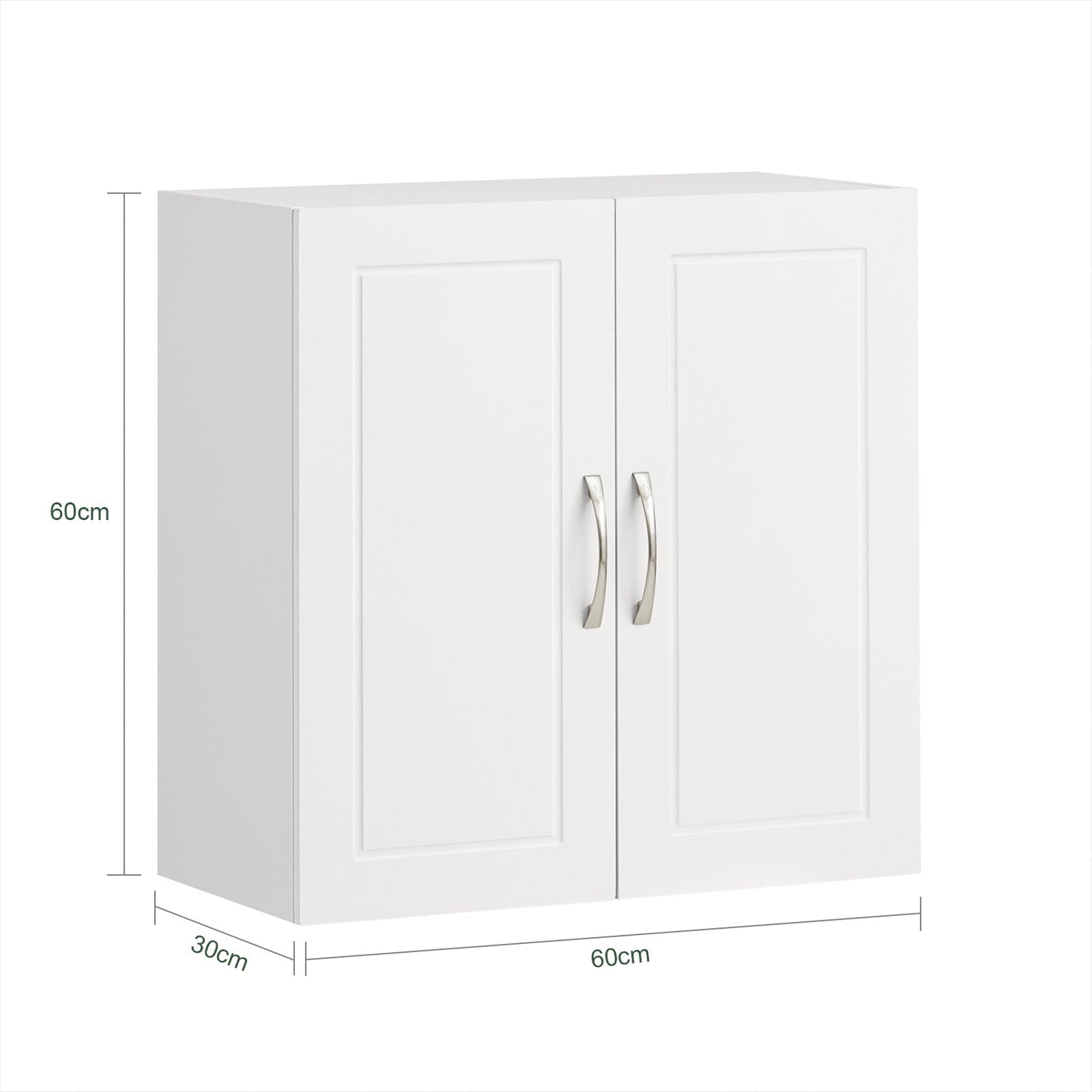 SoBuy Wandkast met 2 Deuren - 60x60x30 cm - Wit - Verstelbare Plank