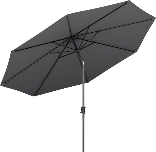 LifeGoods Parasol - Tuin - Ø350 cm - 30° Kantelbaar - Waterdicht - UPF50+ - Donkergrijs