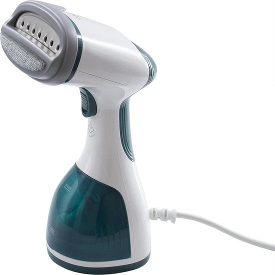 Tomado TSH1201W - Kledingstomer - Handstomer - Ontkreuker - Stoomreiniger - Incl. 2 opzetborstels - Wit/turquoise