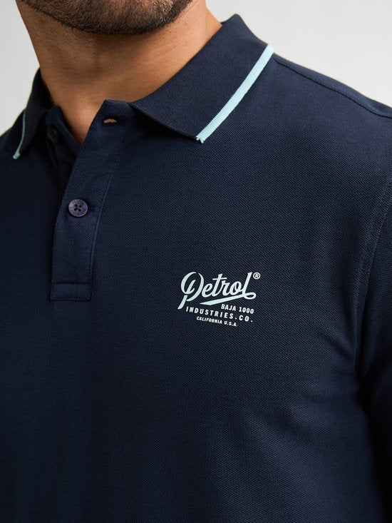 Petrol Industries - Heren Polo met korte mouwen Rally - Blauw - Maat XL