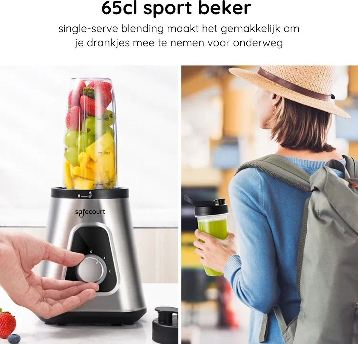 Safecourt Kitchen Sportblender - 1200 Watt - RVS