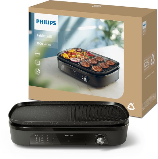 Philips Tafelgrill HD6210/90 - Instelbare temperatuur - 2400W