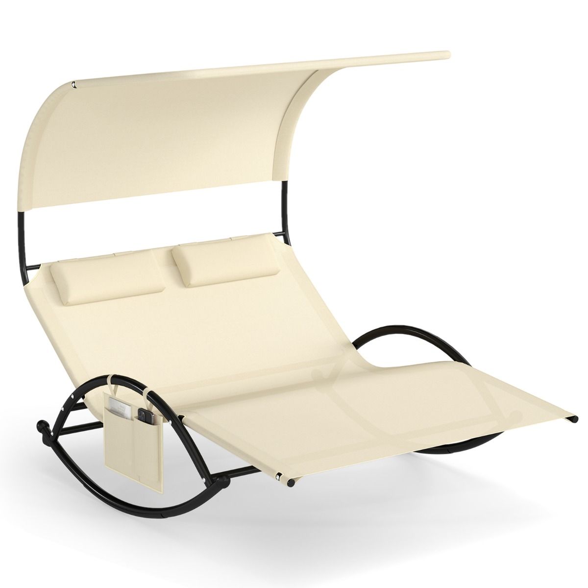 Coast Tweepersoons Schommelstoel - met luifel - inclusief kussens - beige/grijs/zwart/bruin
