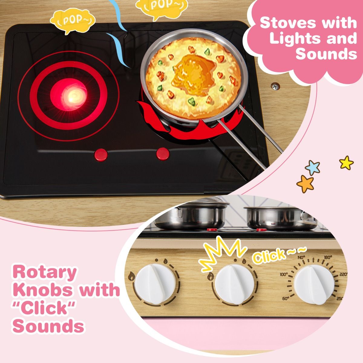 Coast Houten Speelkeuken voor Kinderen - licht en geluid - magnetron en oven - roze