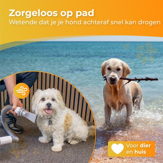 Nuvance - Hondenfohn - Waterblazer Hond - 2100W - met 3 Opzetstukken - Honden Droger - Waterblazer voor Honden - Verstelbaar Vermogen - Honden Fohn - Wit