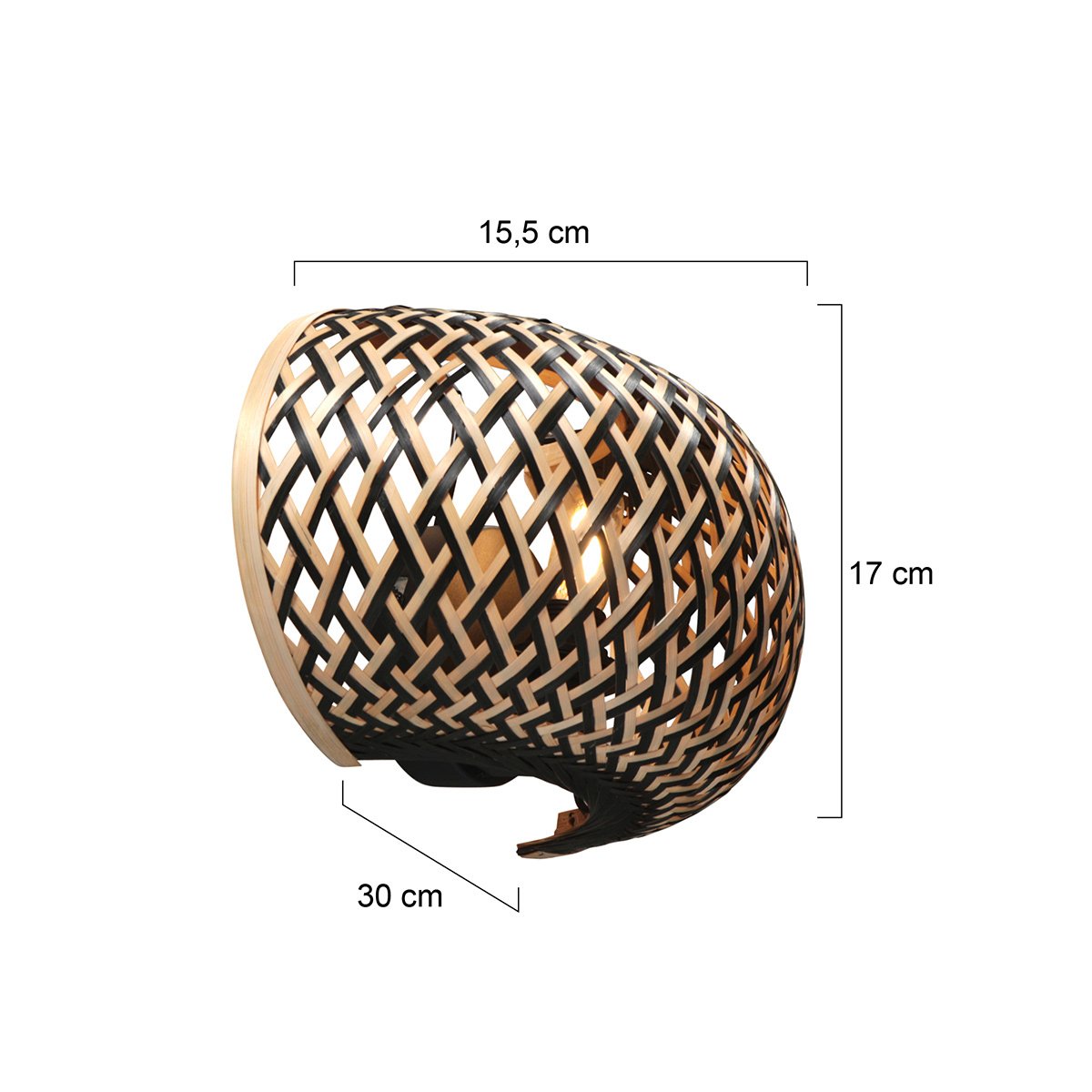 Anne Lighting - wandlamp - MAZE - naturel - bamboe - bedlampje - E27 - 4400BE