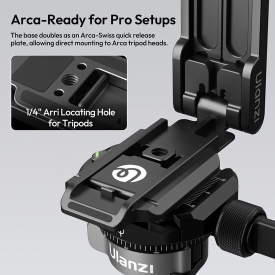 Ulanzi MA38 MagLock Mobiele Telefoonfotostandaard - MagSafe Handgreep en Standaard - Met 2 Cold Shoe Mounts - Aluminium