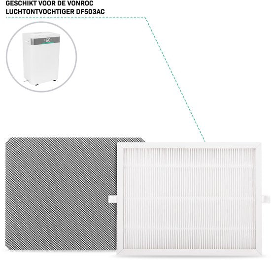 VONROC HEPA en Carbon Filterset - voor Luchtontvochtiger 20L - DF503AC