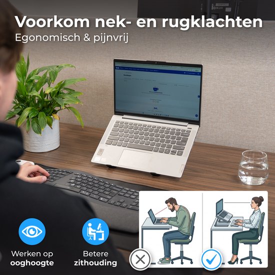 Nuvance Laptop Standaard - Laptop Stand - Verstelbaar – tm 17 Inch – Tablet Standaard – Laptop Houder - Verhoger