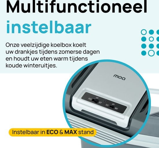 MOA Elektrische Koelbox - Coolbox - Met Verwarmingsfunctie - 12V en 230V - 22 Liter - Grijs -ECW22