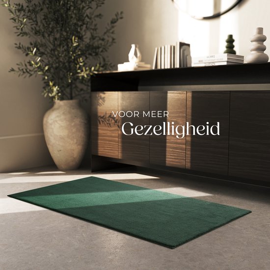 tectake® Kortpolig Vloerkleed - 80 x 150 cm - Groen - Tapijt voor Woonkamer, Slaapkamer, Eetkamer - Onderhoudsvriendelijk en Wasbaar - Antislip Ondertapijt - Allergievriendelijk - Diverse maten en kleuren