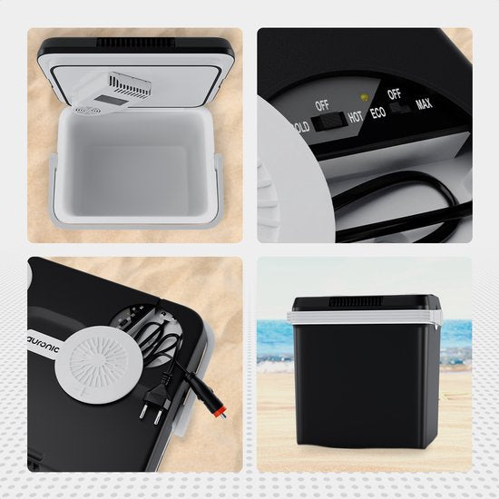 Auronic Koelbox Elektrisch 12V en 230 volt - 25L - Camping Koelkast - Auto - Koelen en Verwarmen - Frigobox - Zwart