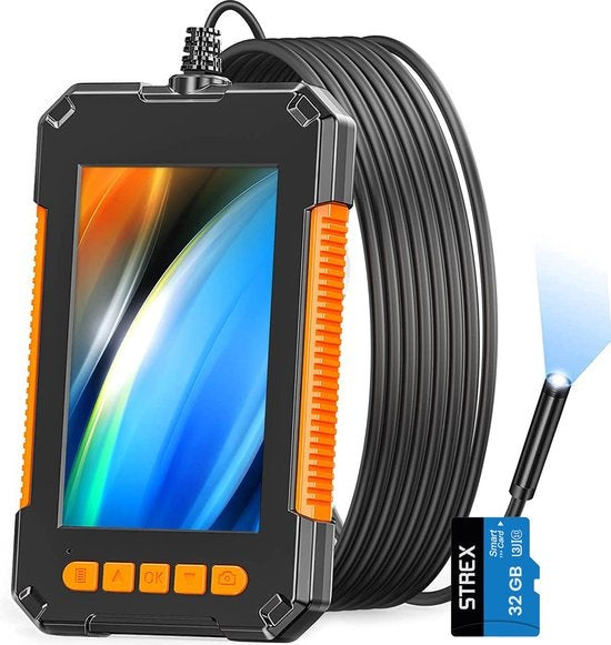 Strex Inspectiecamera met Scherm 10M - 1080P HD - 4.3 inch LCD scherm - IP67 Waterdicht - LED Verlichting - Endoscoop  - Incl. 32gb microSD