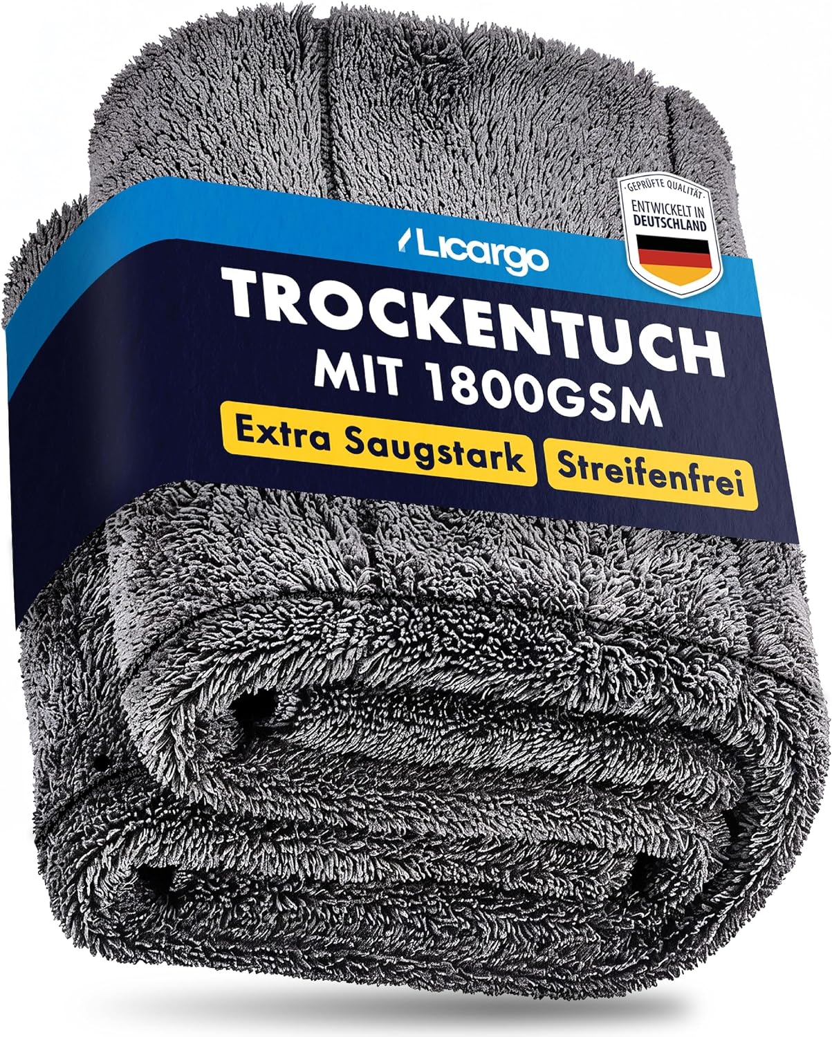 Licargo Autodroogdoek XXL - 80 x 50 cm - Grijs - 1800 g/m² Microvezel