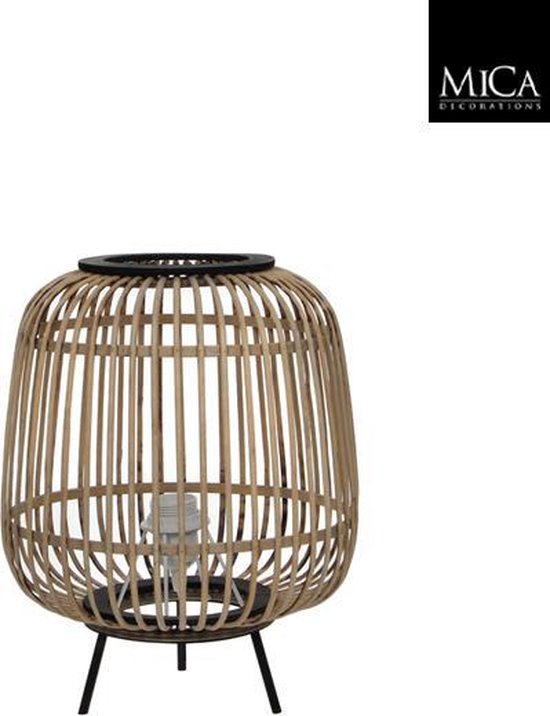 Mica Decorations - Nimes Tafellamp - H37 x Ø29 cm - Bamboe - Lichtbruin