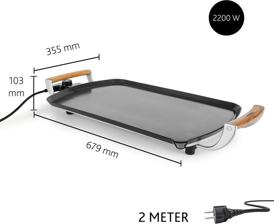 Boska Elektrische Grillplaat Pro – 35x56 cm Eiken Handgrepen – Teppanyaki-plaat
