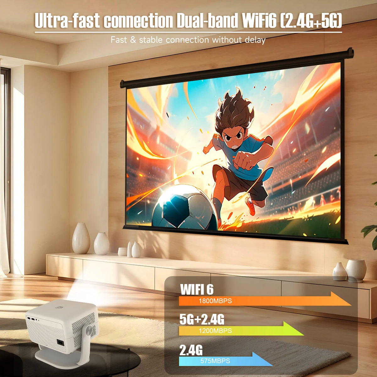 Magcubic L018 4K Smart Projector – Native 1080P – WiFi 6 & Bluetooth 5.4 – 650 ANSI – Autofocus & Auto Keystone – 224 x 151 x 173 mm