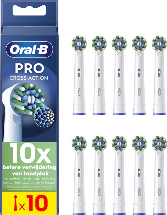 Oral-B Cross Action Pro - Opzetborstels - Met CleanMaximiser Technologie - 10 Stuks - Elektrische Tandenborstel Compatibel