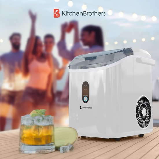 KitchenBrothers Nugget IJsblokjesmachine - 1.1L - Crushed Ice Maker met IJsschep – Draagbaar - 15kg/24 uur - Wit