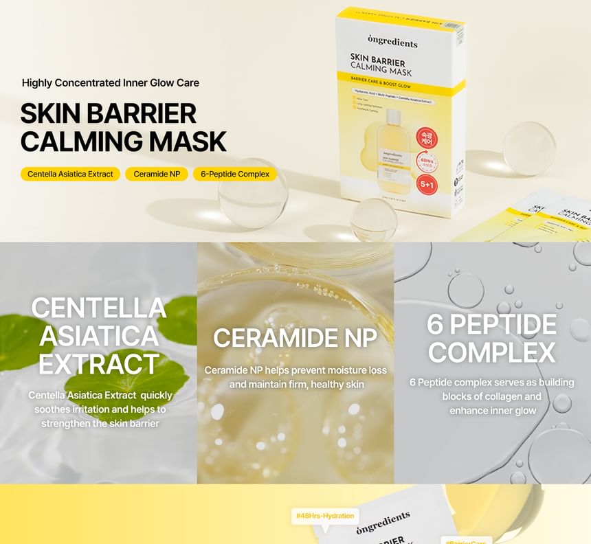 Ongredients Skin Barrier Calming Mask Set – Kalmerend Hydraterend Gezichtsmasker met Ceramiden & 5-Laags Hyaluronzuur