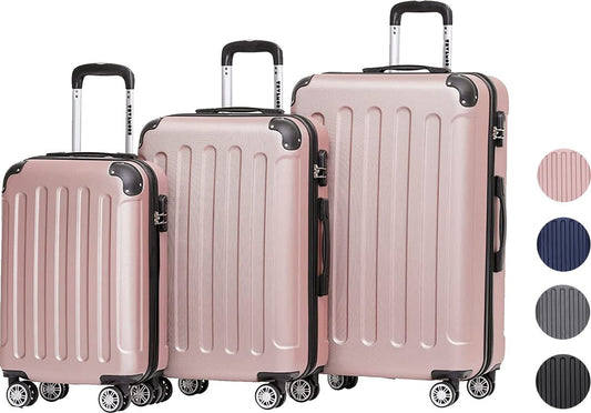 TRVLMORE Kofferset - 3 Delig - Complete Set - 38L Handbagage + 70L en 110L Ruimbagage - Roségoud