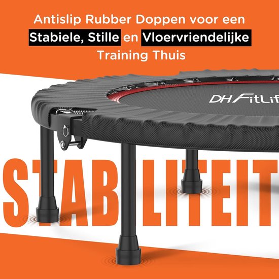 DH FitLife Fitness Binnen Trampoline Vouwbaar zonder Installatie | Ø102 cm 40 Inch | Draagvermogen 150 KG | 4 Verstelbare Handgreepstanden | Stabiel en Stil voor Kinderen en Volwassenen