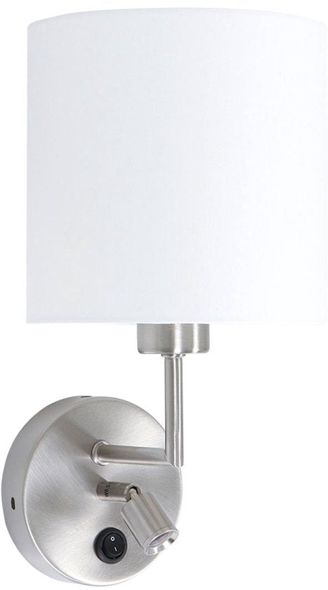 Wandlamp Noor 1562ST Staal met Leeslampje & USB-lader - Modern Design van Mexlite - Verstelbaar en Praktisch voor Binnen Gebruik