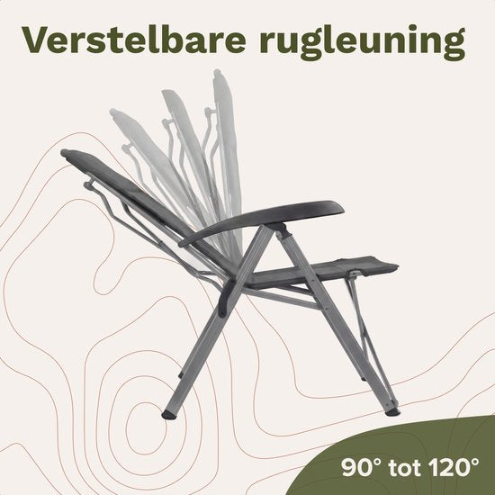 TRVLMORE Campingstoelen Luxe - Opvouwbaar - 2-Pack - 150KG Draagvermogen - Incl. Draagtas - Klapstoel - Kampeerstoel - Vouwstoel - Grijs