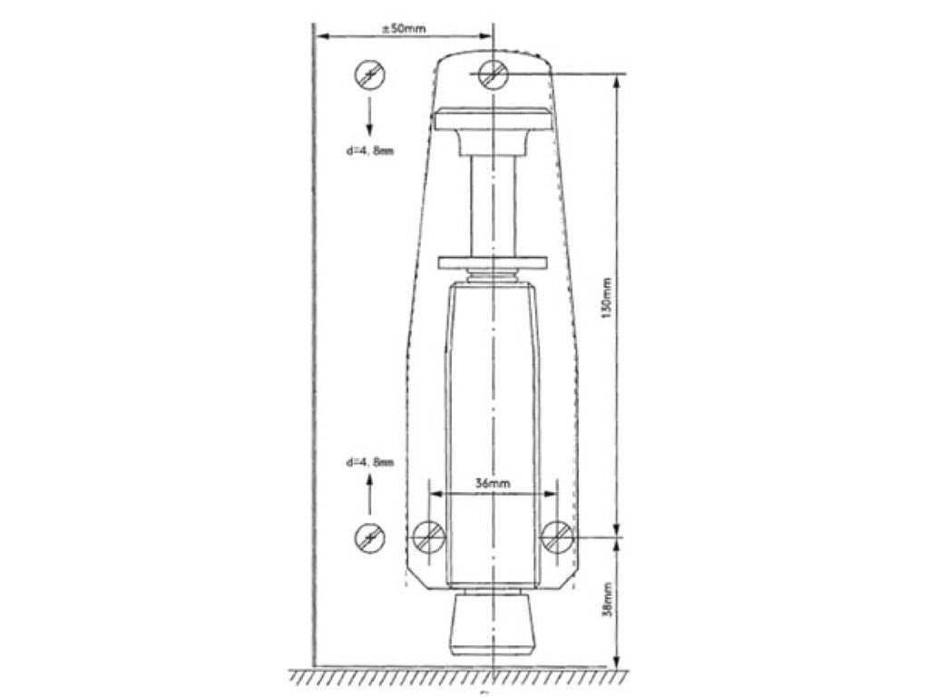 Perel Deurstopper, met voetbediening, metaal met rubber voet, 48 x 202 x 43 mm, 1 stuk
