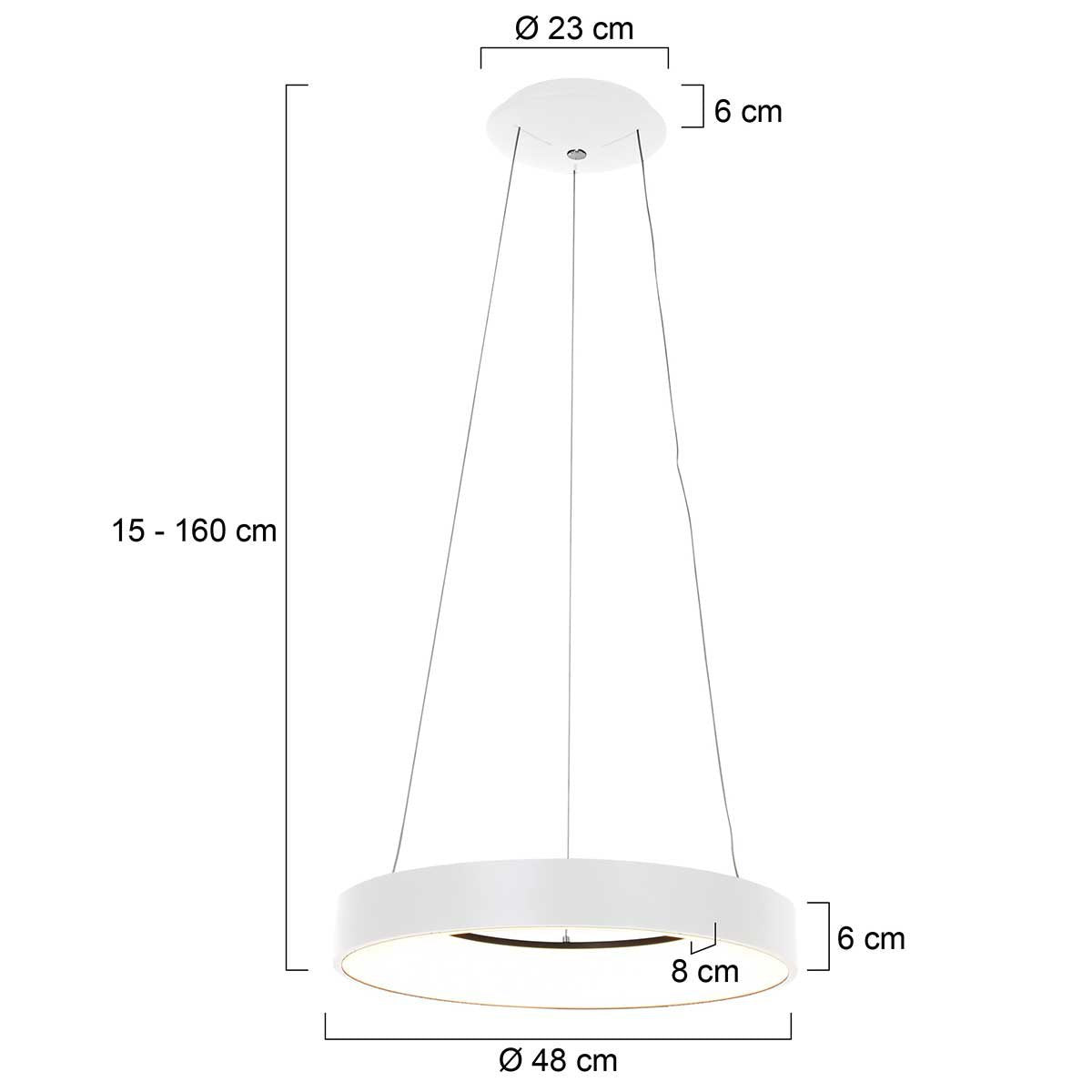 Hanglamp Ringlede 2695W Wit rond 48cm elektrisch verstelbaar hoogte met kunststof en metaal Steinhauer Modern