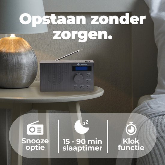 Denver DAB Radio - DAB+/ FM Radio - 40 voorkeuzezenders - Wekkerradio - DAB51B