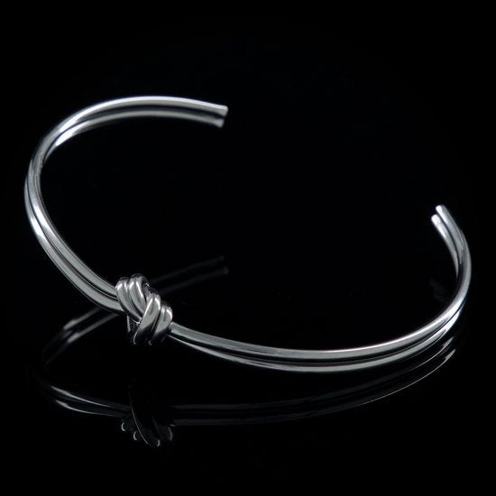 Laura Ferini Dames Armband Nodi Zilver - Zilverkleurige Bangle - 18K Witgoud Verguld - Sieraad - Accessoires - Sieraden - Dames Armbandje