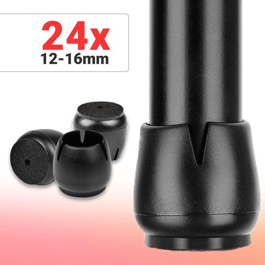 Volcan - Stoelpoot Doppen - 12-16mm - AntiKras Vilt - Stoelpootbeschermers - Stoelpoot Beschermers - Vloerbescherming - 24 Stuks - Rond - Zwart